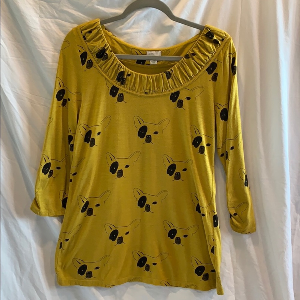 Anthropologie Postmark Mustard Bulldog Top